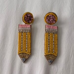 Pencil, beaded earrings